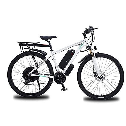 Electric Mountain Bike : Electric Mountain Bike for Adult 29"E-MTB Bicycle with Removable Lithium-Ion Battery 48V 13A for Men, 21Speed Gears, Double Disc Brakes, White, 29 inch