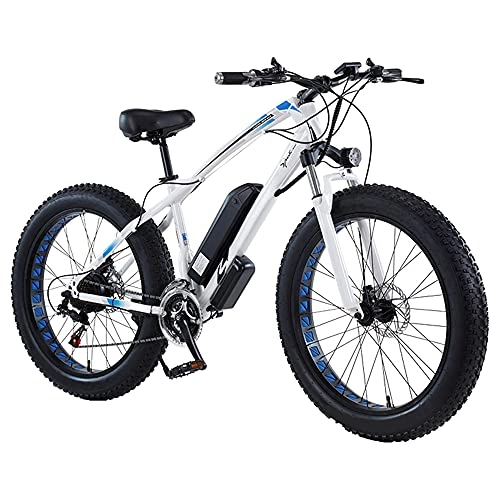 Electric Mountain Bike : Electric Mountain Bike for Adults 26" Fat Tire E-Bike with Pedal Assist 350W Motor 21 Speed Removable 36V Lithium-Ion Battery 30km / h 40 / 55km Range City Commute Bicycle, White, 40KM