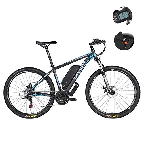 Electric Mountain Bike : Electric Mountain Bike - Hybrid 24-Speed Dual Disc Brake for All Roads, with USB Charging Interface And LCD5 Speed Smart Meter IP54 Waterproof 26 / 27.5 / 29 Inches, Blue, 36V27.5IH