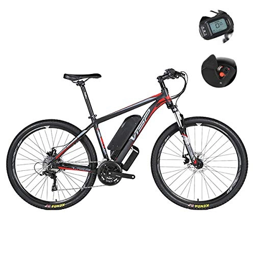 Electric Mountain Bike : Electric Mountain Bike - Hybrid 24-Speed Dual Disc Brake for All Roads, with USB Charging Interface And LCD5 Speed Smart Meter IP54 Waterproof 26 / 27.5 / 29 Inches, Red, 36V29IH