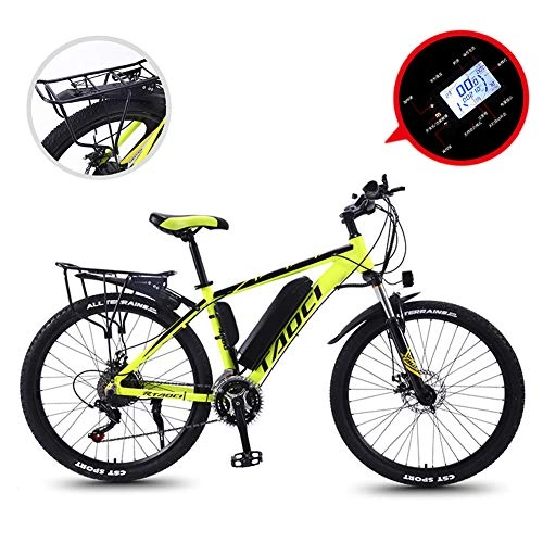 Electric Mountain Bike : Electric Mountain Bike Magnesium Alloy Ebikes Bicycles All Terrain 26" 36V 350W 13Ah Removable Lithium-Ion Battery Mountain Ebike for Men, Yellow 36V 08Ah50Km