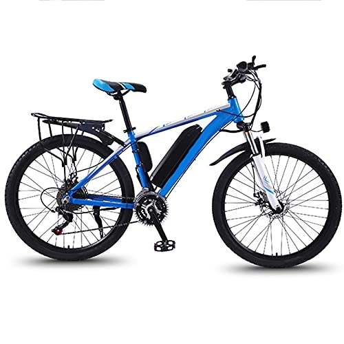 Electric Mountain Bike : Electric Mountain Bike, Snow Bike for Adult, Fat Tire Bicycle E-Bike All Terrain, with Removable Lithium-Ion Battery 27 Speed Shifter, 350W Powerful Motor Aluminum Frame, Blue, 13AH