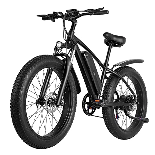 Electric Mountain Bike : Electric oven Bike for Adults, 24.8MPH Mountain Bike 26'' Fat Tire Electric Mountain Bike 1000W Ebike 48V 12.8AH Removable Lithium Battery with Shock Absorption (Color : 48V 12.8Ah)
