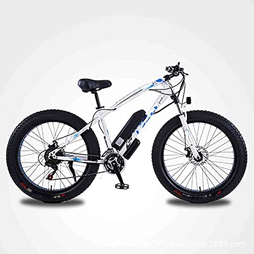 Electric Mountain Bike : Electric Power Bike 26" Fat Tire Bike 350W 36V / 8AH Battery Moped Snow Beach Mountain Bike Throttle And Pedal Assist (Color : White, Size : 13AH)