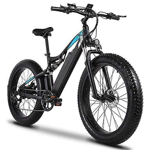 Electric Mountain Bike : Electric Road Bike for Adults 1000W 28 MPH Electric Mountain Bike 26" Fat Tire Electric Bike for Adult 48V 17AH Removable Lithium Battery 7 Speed E Bike