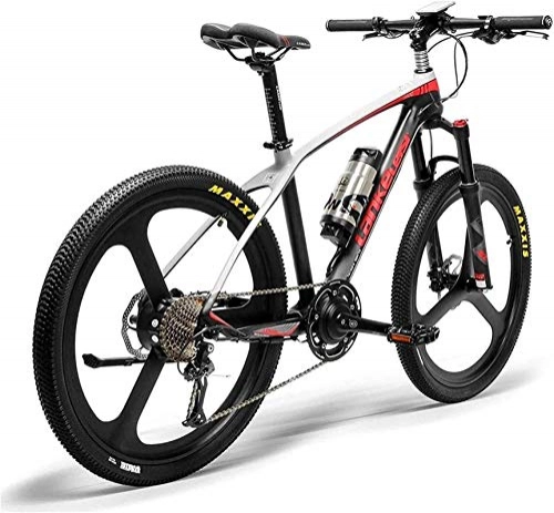 Electric Mountain Bike : Electric Snow Bike, 26'' Electric Bike Carbon Fiber Frame 300W Mountain Bikes Torque Sensor System Oil And Gas Lockable Suspension Fork City Adult Bicycle E-bike Lithium Battery Beach Cruiser for Adul