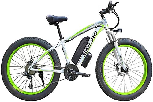 Electric Mountain Bike : Electric Snow Bike, 26 inch Electric Bikes, 48V 1000W Aluminum Alloy Suspension Fork Bikes 21 Speed Adult Bicycle Sports Outdoor Cycling Lithium Battery Beach Cruiser for Adults (Color : White)