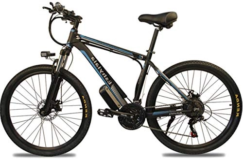 Electric Mountain Bike : Electric Snow Bike, 350W Electric Bike 26" Adults Electric Bicycle / Electric Mountain Bike, Ebike with Removable 10 / 15Ah Battery, Professional 27 Speed Gears (Blue) Lithium Battery Beach Cruiser for Ad