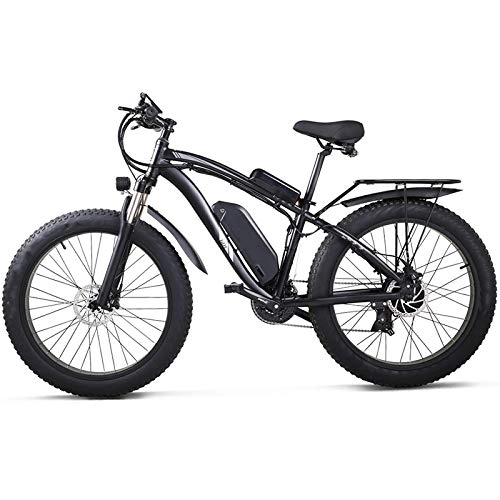 Electric Mountain Bike : Electric1000w Mountain Bike, Snow Bike 48v17ah Electric Bicycle 4.0 Fat Tire Bike, for Suitable for Urban Environment and Commuting To and From Get Off Work black