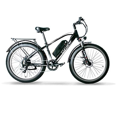 Electric Mountain Bike : Excy 26 Inch Wheel All Terrain Fat Electric Bicycle Aluminum Bike 48V 13AH Lithium Battery Snow Bike 7-Speed Oil Cable Brake XF650 (WHITE)