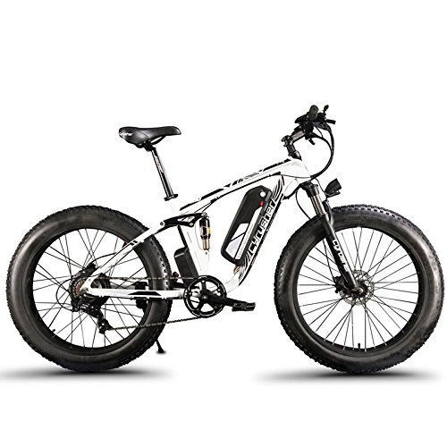 Electric Mountain Bike : Extrbici XF800 1000w 48v 13ah Electric Mountain Bike Full Suspension (White)