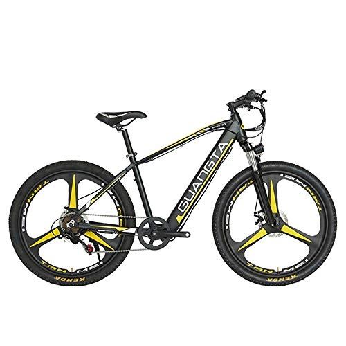 Electric Mountain Bike : F1 26 Inch 500W Powerful Electric Bicyle 48V 15Ah Hidden Lithium Battery Lockable Suspension Fork 5 PAS Mountain Bike (Black Yellow)
