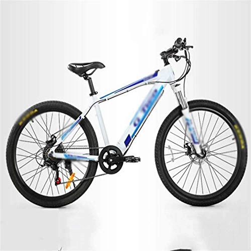 Electric Mountain Bike : Fangfang Electric Bikes, 26 in Electric Bikes Double Disc Brake Shock Absorber, 48V / 9.6Ah Invisible Lithium Battery Mountain Bike LED Display Outdoor Cycling Travel Work Out, E-Bike (Color : Blue)