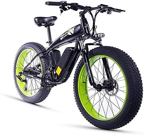 Electric Mountain Bike : Fangfang Electric Bikes, 26-inch Electric Mountain Bike with Removable Battery (350W48V10Ah), 27-Speed Aluminum Alloy Mountain Bike with Maximum Speed of 25km / h (Color : Green), E-Bike