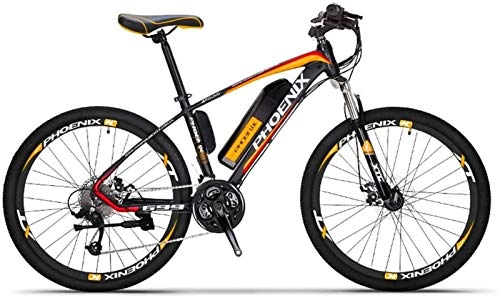 Electric Mountain Bike : Fangfang Electric Bikes, Adult Electric Mountain Bike, 250W Snow Bikes, Removable 36V 10AH Lithium Battery for, 27 speed Electric Bicycle, 26 Inch Wheels, E-Bike (Color : Orange)
