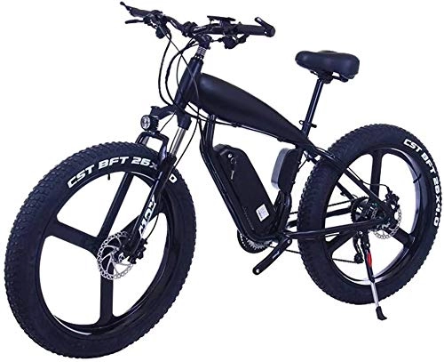 Electric Mountain Bike : Fangfang Electric Bikes, Electric Bicycle For Adults - 26inc Fat Tire 48V 10Ah Mountain E-Bike - With Large Capacity Lithium Battery - 3 Riding Modes Disc Brake (Color : 10Ah, Size : Black-B), E-Bike