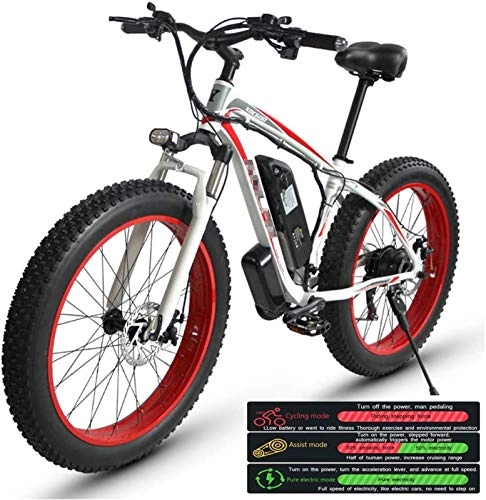 Electric Mountain Bike : Fangfang Electric Bikes, Electric Mountain Bike for Adults, Electric Bike Three Working Modes, 26" Fat Tire MTB 21 Speed Gear Commute / Offroad Electric Bicycle for Men Women, E-Bike (Color : Red)