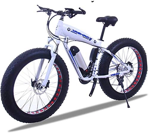 Electric Mountain Bike : Fangfang Electric Bikes, Fat Tire Electric Bicycle 48V 10Ah Lithium Battery with Shock Absorption System 26inch 21speed Adult Snow Mountain E-Bikes Disc Brakes, E-Bike (Color : 10ah, Size : ArmyGreen)