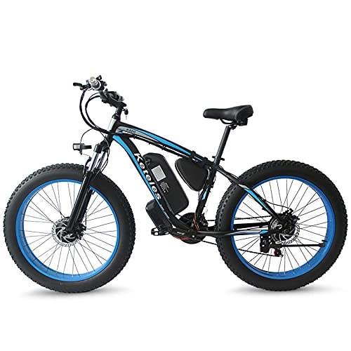 Electric Mountain Bike : Fat Tire Electric Bike Electric Mountain Bicycle Beach Dirt Bike 26" 4 Inch Ebike 1000W 17.5AH 48V with Shimano 21 Speeds Removable Lithium Battery, B, 48V500W17.5AH