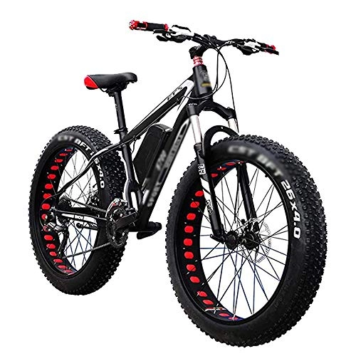 Electric Mountain Bike : Fat Tire Electric Mountain Bike 27Speeds Beach Mens Sports Mountain Bike Full Suspension Lithium Battery Hydraulic Disc Brakes 26'' 48v 1500w