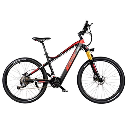 Electric Mountain Bike : FFF-HAT 27.5-inch Bicycle Built-in Lithium Battery Electric Mountain Bike 27-speed Adult Variable-speed Long-distance Off-road Bike Shock Absorption and Comfort-Red Racing Version