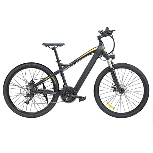 Electric Mountain Bike : FFF-HAT 27.5-inch Stealth Lithium Battery Electric Mountain Bike 27-speed Variable-speed Long-distance Off-road Bicycle Shock Absorption and Comfort-Gray Riding Version