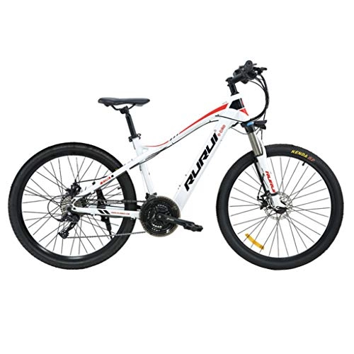 Electric Mountain Bike : FFF-HAT 27.5-inch White Stealth Lithium Battery Electric Mountain Bike 27-speed Variable-speed Long-distance Off-road Bicycle Shock Absorption and Comfort-Riding Version