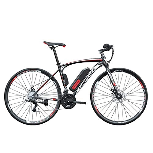 Electric Mountain Bike : FFF-HAT 27-speed Carbon Steel Lithium Battery Electric Mountain Bike 26 Inch Adult Variable Speed Off-road Spoke Wheel Bicycle Black and White Supports Three Modes