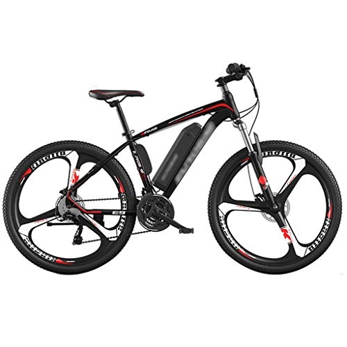 Electric Mountain Bike : FFF-HAT Damping Off-road Mountain Bike 26-inch Men's Electric Bike, Black Red / White Blue Battery Life 40KM