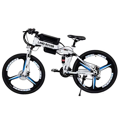 Electric Mountain Bike : FJW Electric Mountain Bike, 26 Inch E-bike Unisex High-carbon Steel 3 Spokes Integrated Wheel, Suspension and Shimano 21 Speed Gear Hybrid for Commuter City