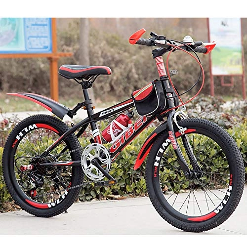 Electric Mountain Bike : FJW Unisex Mountain Bike 20 Inch 22 Inch 24 Inch 7 Speed High-carbon Steel Hardtail Student Child Commuter City Bike, Red, 24Inch