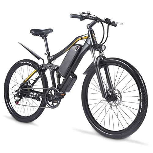 Electric Mountain Bike : FMOPQ Electric BicycleElectric Bike500W 27.5 Inch Tire 48V 15Ah Lithium Battery E Bike Mens Mountain Adult Electric Bicycle (Color : Black)