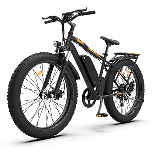Electric Mountain Bike : FMOPQ Electric BikesElectric Bike750W Motor 48V 13Ah Lithium Battery Bicycle 300 Lbs 28 Mph Electric Bike 26 Inch Fat Tire Snow Mountain E Bike (Color : Black)