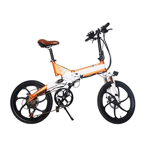 Electric Mountain Bike : Folding E-Bike Built-in 48V 250W High Power Battery 7 Speeds Electric Mountain Bike Commuter Bicycle 20 inch with Dual Disc Brakes and LCD 3-speed Smart Meter, White