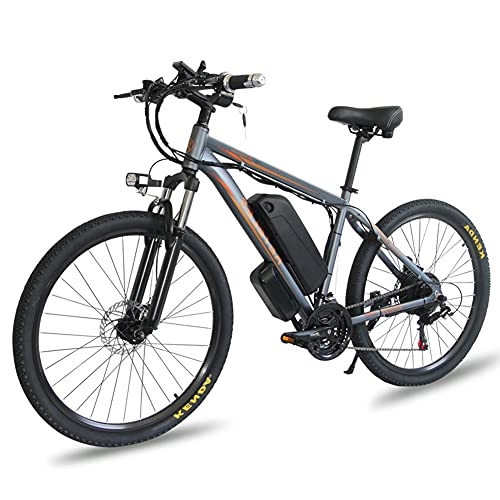 Electric Mountain Bike : Folding E-Bike Electric Bike for adults men with 26inch Fat Tire, Removable 48V 13AH Lithium-Ion Battery Electric Commuter Bike Max Speed 45 km / h, Shimano 21 Speeds Grey