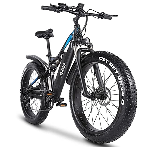 Electric Mountain Bike : Full suspension Electric Bicycles ，26 * 4.0 inch Fat Tire Electric Bike for adult, Mountain Bike, 48V*17Ah removable Lithium Battery, Dual hydraulic disc brakes