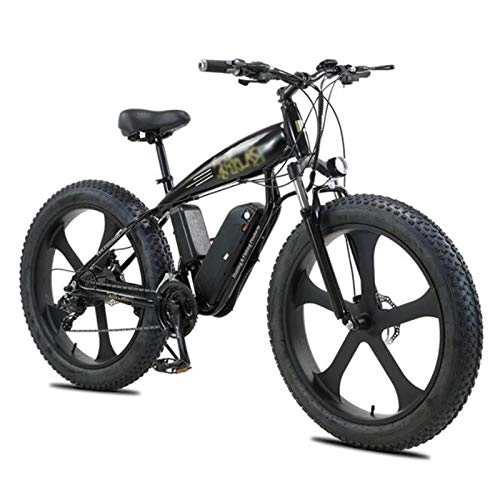 Electric Mountain Bike : Gaoyanhang 26 inch electric bike - 350W 36V snow bike 4.0 fat tire E-bike lithium battery mountain bike (Color : Black)