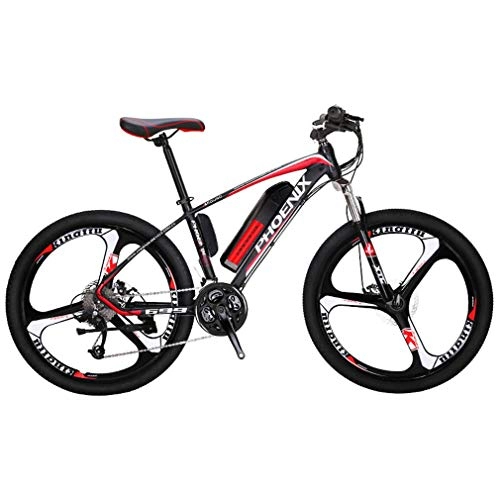 Electric Mountain Bike : GASLIKE Adult Electric Mountain Bike, 250W Snow Bikes, Removable 36V 10AH Lithium Battery for, 27 speed Electric Bicycle, 26 Inch Magnesium Alloy Integrated Wheels, Red