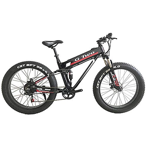 Electric Mountain Bike : GG 26'' 7S Pedal Assist Electric Bike Powerful Fat Tire Mountain Bike, 350W / 500W Motor, 48V 10.4Ah / 11.6Ah Lithium Battery, Beach Snow Bicycle(Black, 500W 48V11.6Ah)