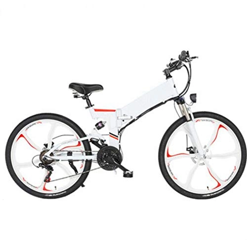 Electric Mountain Bike : GHGJU Bicycle electric bicycle 26 inch folding electric bicycle mountain bike moped adult Suitable for everyday sports and cycling (Color : White)