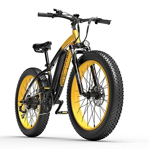 Electric Mountain Bike : GOGOBEST Fat Tire Electric Bike GF600, 26 Inch Electric Mountain Bike for Adults 3 Work Modes, Yellow