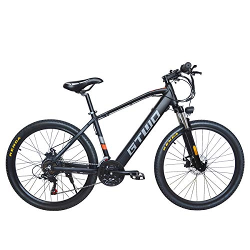 Electric Mountain Bike : GTWO 27.5 Inch Electric Bicycle 350W Mountain Bike 48V 9.6Ah Removable Lithium Battery 5 PAS Front & Rear Disc Brake (Black Grey, 9.6Ah + 1 Spare Battery)