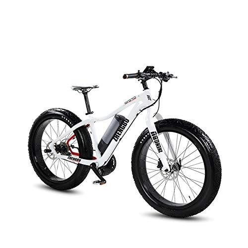 Electric Mountain Bike : GTYW, 26 Inch, Carbon Fiber, Wide Tire, Off-road, Power, Electric Car, Snow Mountain Bike, Lithium Battery, Bicycle, Electric Bicycle, Cruise 150km, White-26