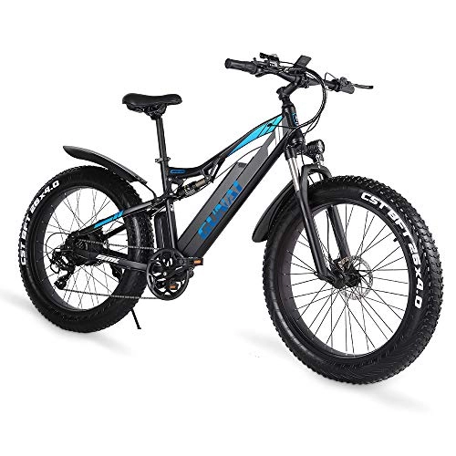 Electric Mountain Bike : GUNAI Electric Bike 1000w 26 Inch Fat Tire Mountain Bike with Removable 48V 17AH Lithium-Ion Battery and Dual Shock Absorption