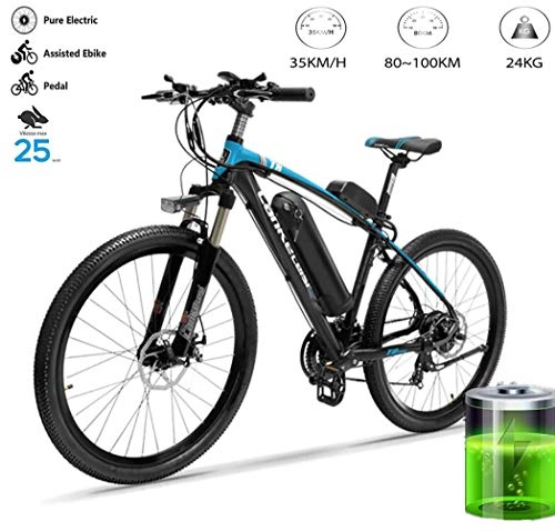 Electric Mountain Bike : GUOJIN 26 Inch Folding Power Assist Electric Bicycle, 400W 10.4Ah Lithium Battery Electric Bike with Front LED Light, Blue