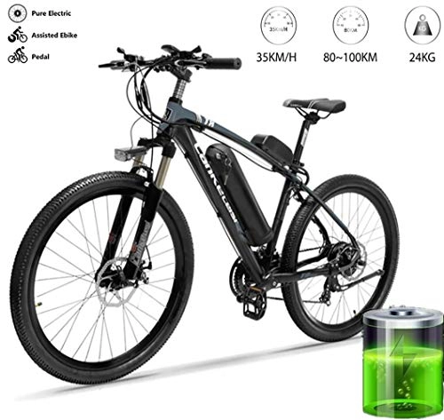 Electric Mountain Bike : GUOJIN 26 Inch Tires E-bike 3 Riding Modes 25km / h 10Ah Lithium Battery, Saddle Adjustable, Dual Disc Brakes Electric Bicycle for Commuting, Gray