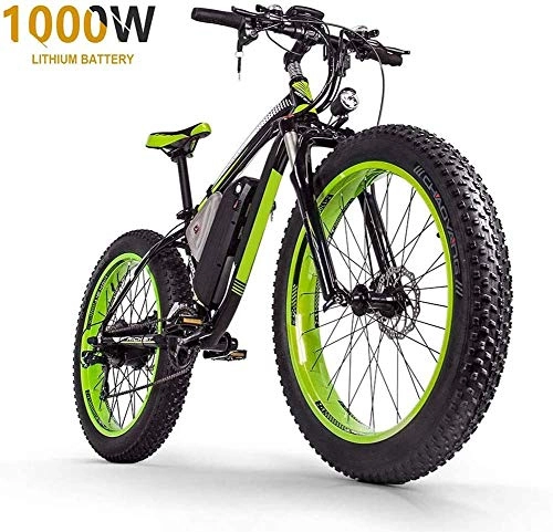 Electric Mountain Bike : GYL E-Bike Mountain Bike Off-Road Vehicle Fat Tire Adult with 48V 17.5Ah Lithium Battery 27 Speed Gear 1000W Aluminum Alloy Suitable for Commuting Outdoor City, Black Green