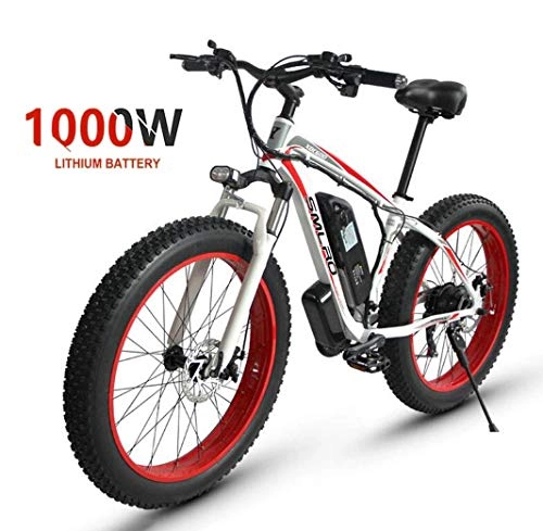 Electric Mountain Bike : GYL Electric Bike Mountain Bike Fat Tire Bike Scooter Beach Equipped with 17.5Ah 48V Battery Beach Snow Cruiser All Terrain Ip54 Waterproof 1000W Suitable for Urban Outdoor, Red
