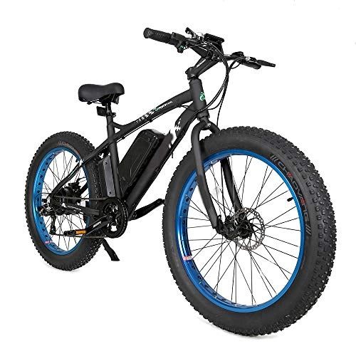 Electric Mountain Bike : H&G 26'' Fat Tire e-Bike Mountain Beach Snow Bike for Adults 500W 36V12.5A battery City Bicycle Max Speed 55 km / h, Disc Brake, Non-Slip Wear-Resistant Tire Suitable, blue