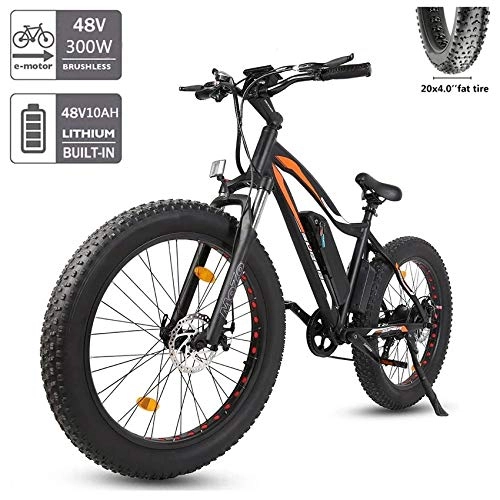 Electric Mountain Bike : H&G Electric Bikes for Adult, 26inch Fat Tire e Bike with 500W Motor, 36V 12.5Ah Large Capacity Lithium-Ion Battery Professional 7 Speed Transmission Gears, orange